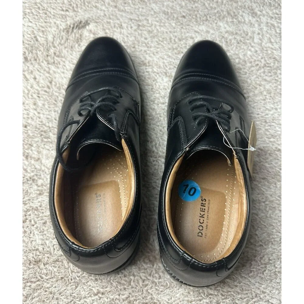 Men Dockers Garfield Cap Toe Oxford Black Size 10 W Width 90-26264